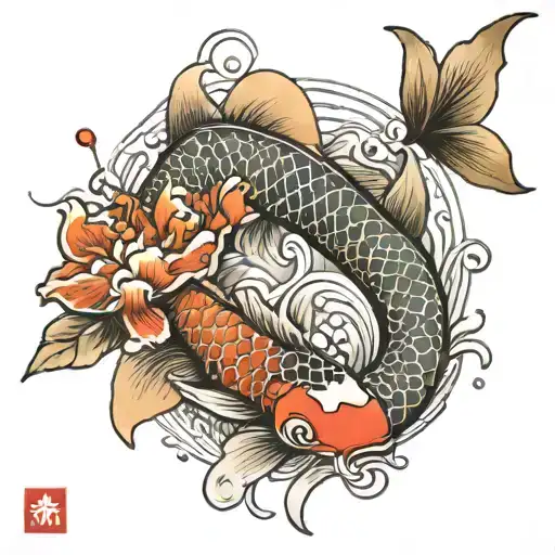 Japanese Vibe Tattoo With Koi Fish Half Sleeve