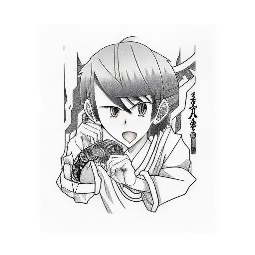 Anime Boy With Black And White Squares Background