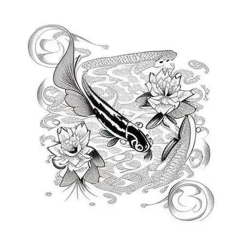 Butterflies And Koi Fish