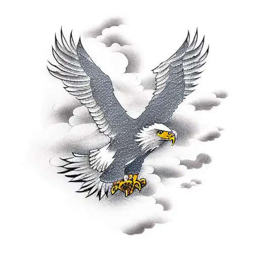 Eagle Flying Through Lightening And Clouds