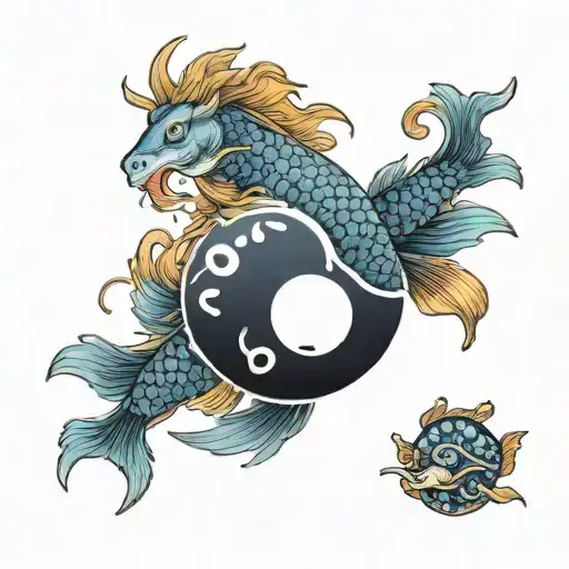 Aries Aquarius And Pisces Symbol With Pisces Fishing Being A Yin Yang