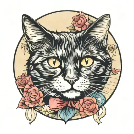 Tuxedo Cat Circle Eyes And Seating Chart With Water Color Background