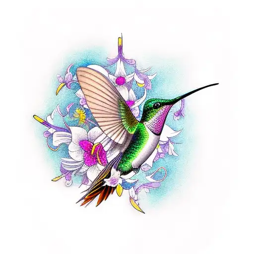 Hummingbird With Daffodils