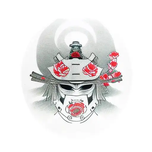 A Samurai Helmet Adorned With Roses And The Year 1969