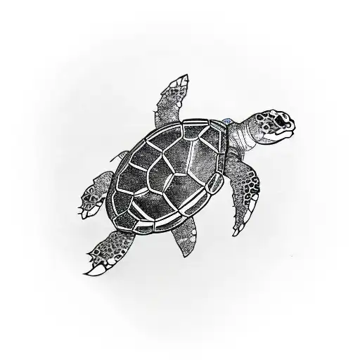 Turtle With A Land On His Back