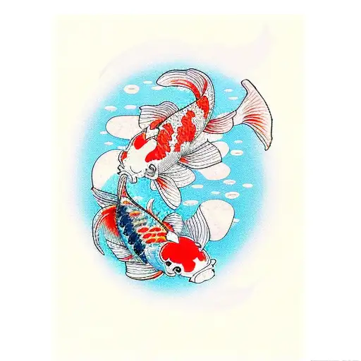 Koi Fish With San Paguita Flowers