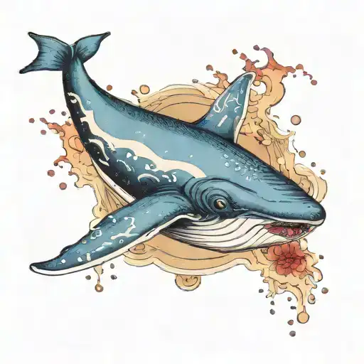 Blue Whale With Water Splash