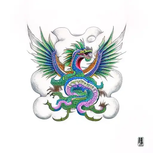 Quetzalcoatl And Japanese Dragon