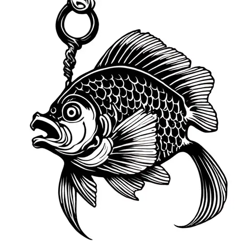 Flounder Fish Hook With Waves