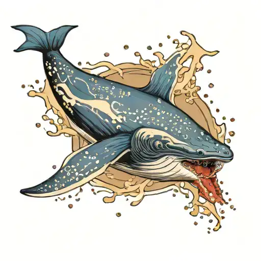 Blue Whale With Water Splash