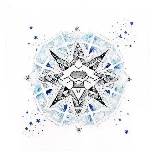 A Tattoo Of A Constellation Of Stars Forming The Shape Of A Guitar