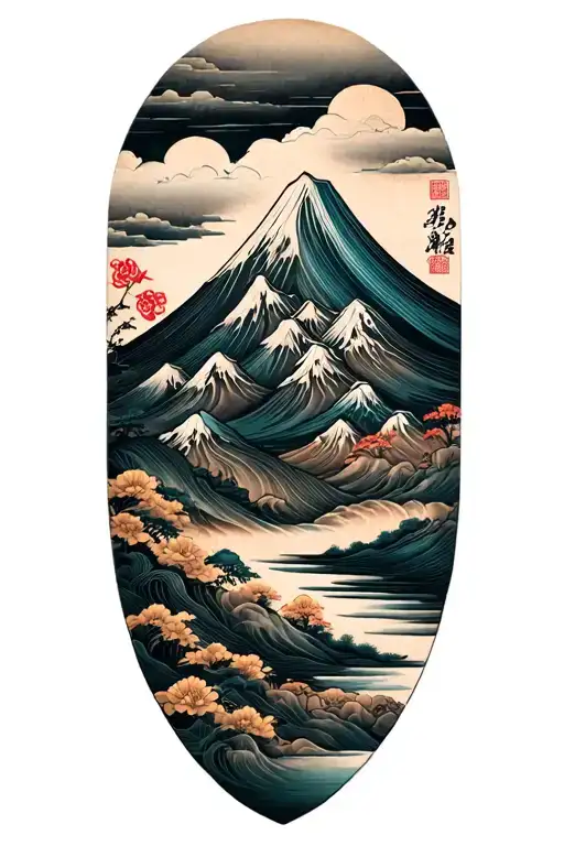 Zen Mountain Range With A Hidden
