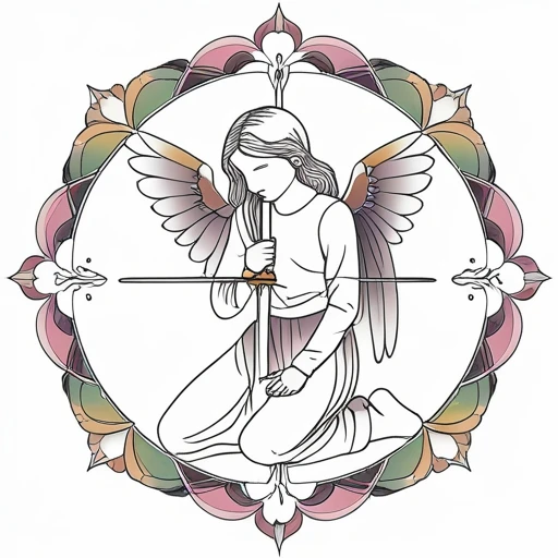 Kneeling angel with sword