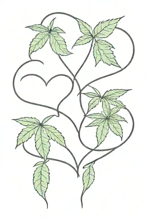 Weed Leaf Intertwined Hearts