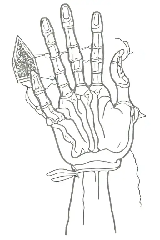 Skeleton Hand Holding A Tarot Card