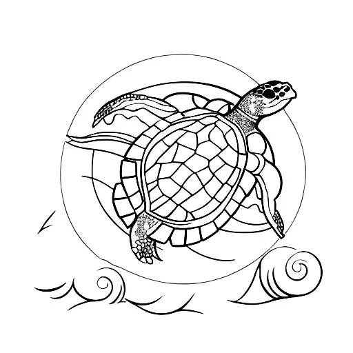 Turtle As An Island With Sparrow