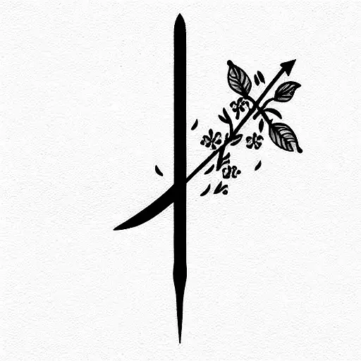 One Vertical Sword With Little Flowers