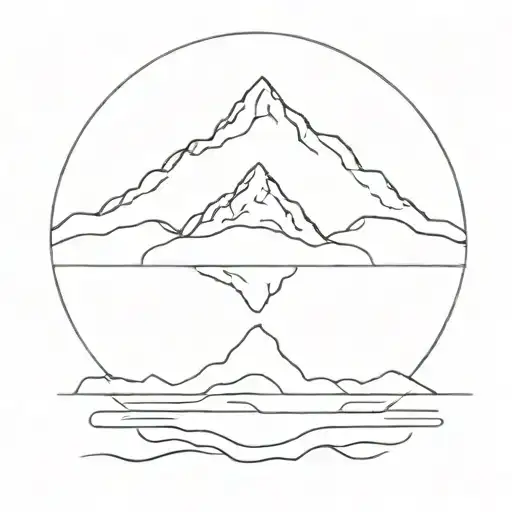 A Minimalist Tattoo Of A Serene Mountain Reflected In Calm Water