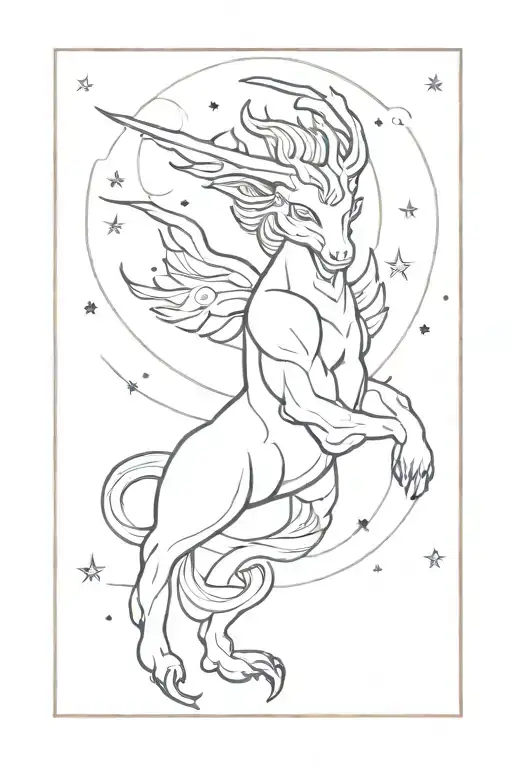 Jian Mythical Creature In Space Themed Tattoo Design