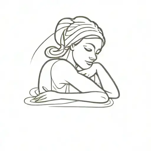 A Sleek And Abstract Tattoo Of A Caregiver Holding A Swimming Pool