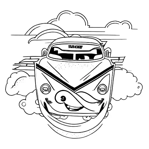 A Minimalist Tattoo Of Lightning Mcqueen Racing Down A Highway With The Number 95 In The Background