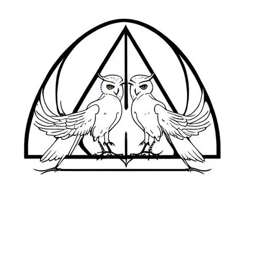 Deathly Hollows With Owl And Phoenix