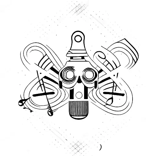 Music And Instruments And Motorcycles On A Forearm