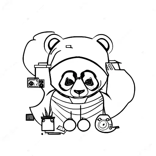 An Urbex Scene With An Evil Panda Lurking In The Shadows And A Camera Capturing The Eerie Atmosphere