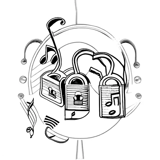 Lock And Key With Music Notes