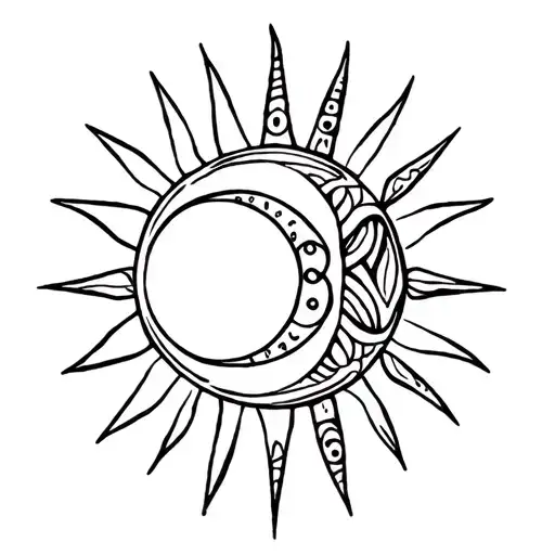 Sun And Moon Polynesian Tribal Patterns