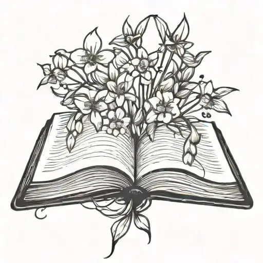 Open Book With Mayflowers