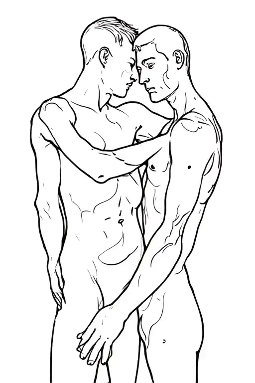 2 Naked Men Wrapped Closely