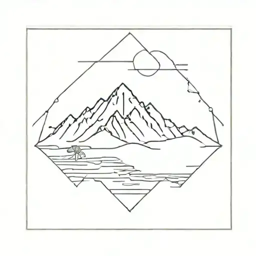 A Minimalist Mountain Range Design With A Hidden Marine Turtle Incorporated Into The Design