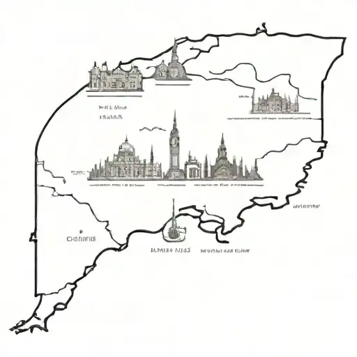 A Detailed Map Tattoo With Landmarks From Favorite Travel Destinations