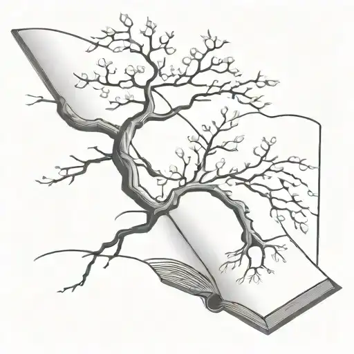 Open Book With Lightning Bolt And Cherry Tree Coming Out