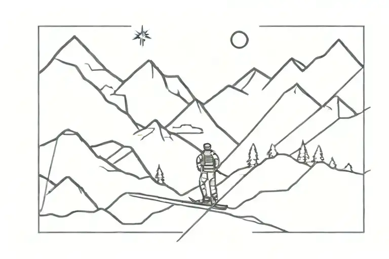 Double Diamond Mountains In On Side Skier Other Side