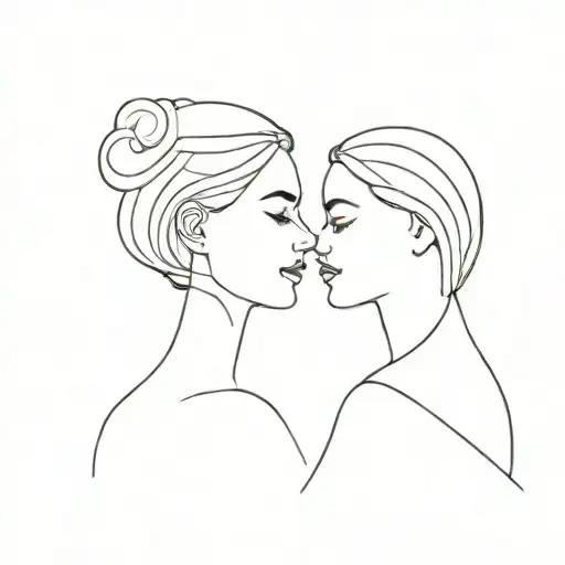 Portrait Of Two Women In Love Facing Each Other