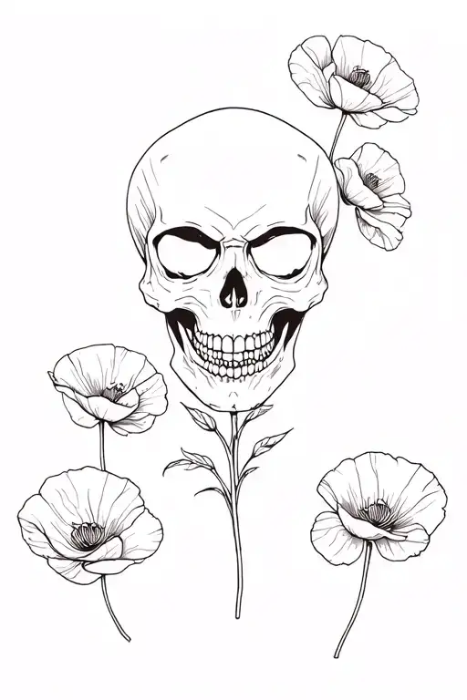 Skull And Poppies