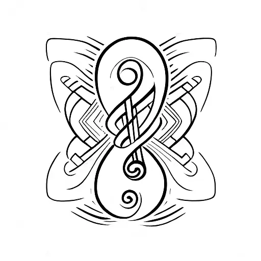 A Minimalist Tattoo Of A Treble Clef Intertwined With A Rainbow Flag