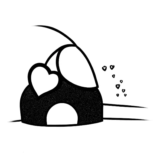 A Cartoon Igloo With An Heart-shaped Antena Coming Out Of It