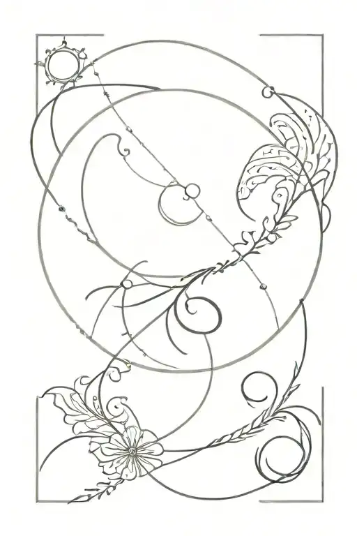 A Cosmic-inspired Tattoo Featuring The Zodiac Sign Cancer Intertwined With Elegant Reia Elements