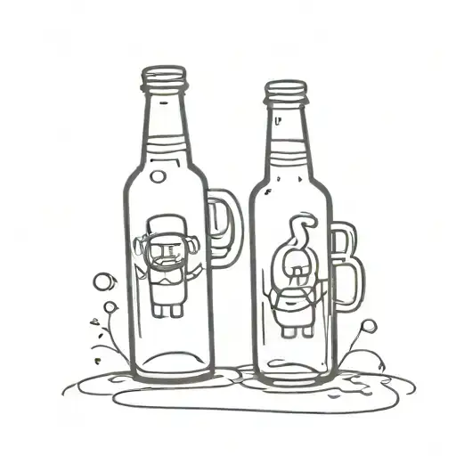 2 Cartoon Beer Bottles As People That Are Best Friends