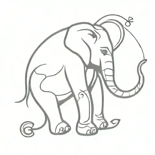 Elephant Sitting Looking At Infinity Symbol Intertwined