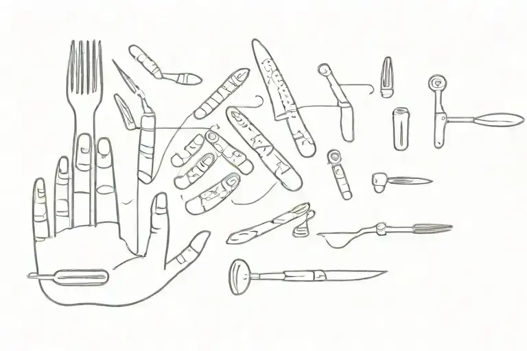 I Want Each Finger To Have A Different Utensil That A Chef Would Use In A Kitchen