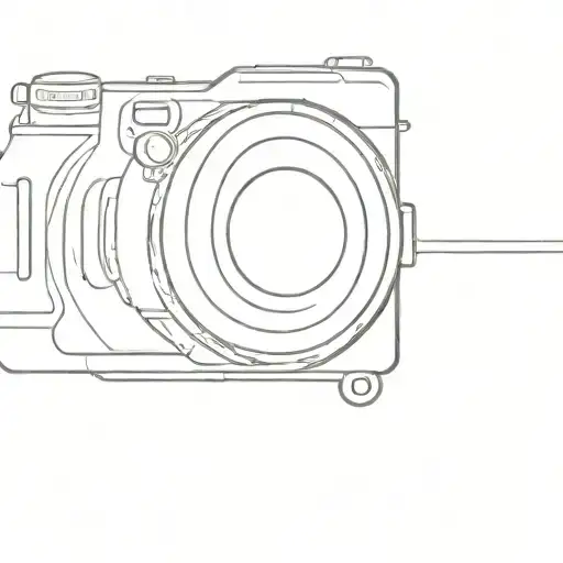 A Minimalist Tattoo Of A Camera Lens With A Broadcasting Symbol Incorporated Into The Design