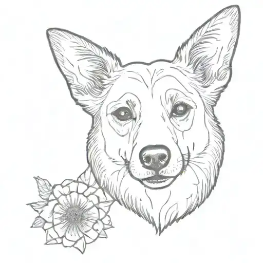 Red Heeler Dog Marigolds Memorial