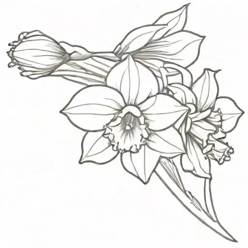 Daffodil Fine Line Tattoo Design