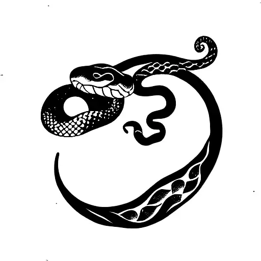 Snake With Plants And Moon