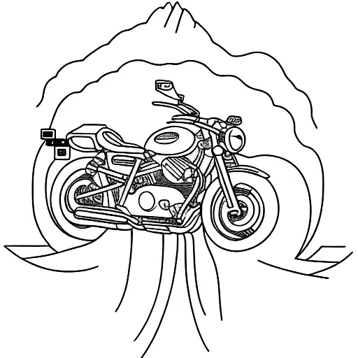 Motor Bike Silhouette Against A Mountain Backdrop
