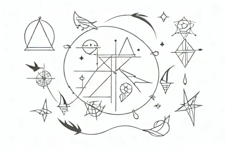 Minimalist Creative Tattoo Design Featuring Iconic Symbols